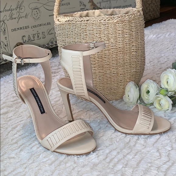 French Connection beige ankle strap 3.5 inch heel - Picture 2 of 8